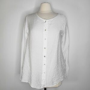 CUT LOOSE White Button Up Shirt Size M USA Semi Sheer Lightweight Textured